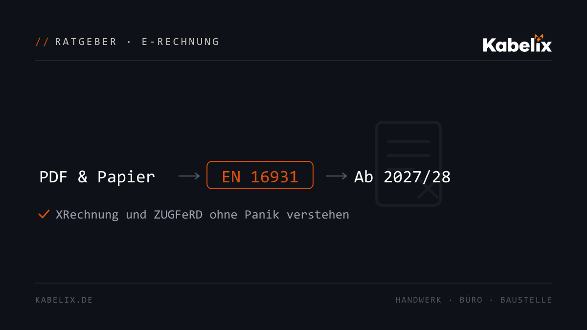 Diagramm: von PDF und Papier zur E-Rechnung nach EN 16931 - Ratgeber von Kabelix