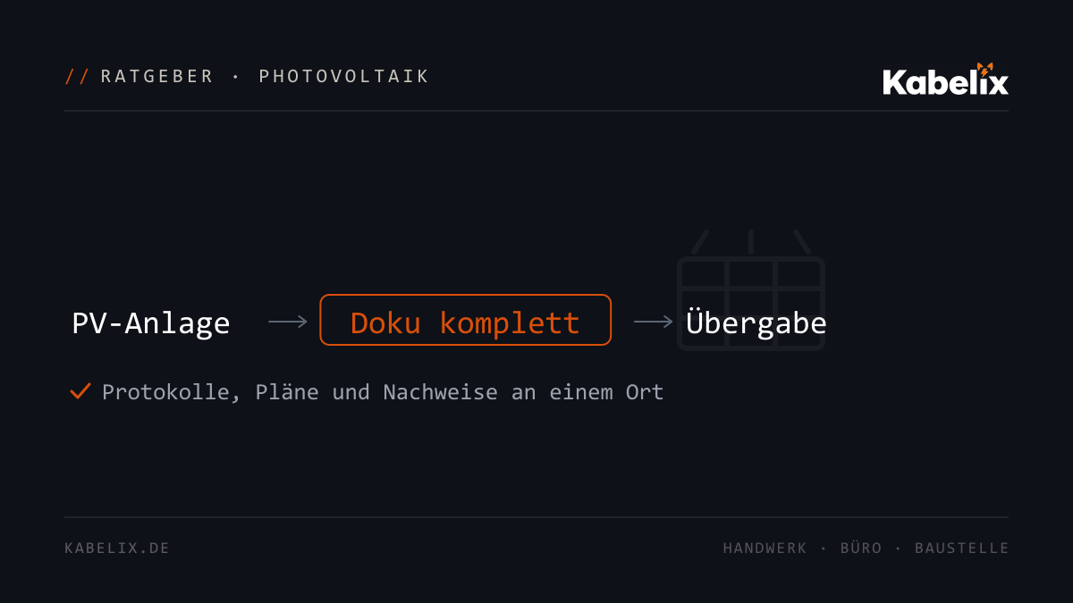 Diagramm: komplette PV-Anlagendokumentation für die Übergabe - Ratgeber von Kabelix